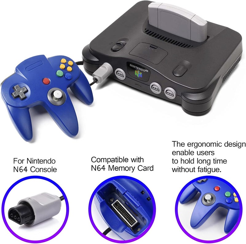 miadore 4 Pack Classic N64 Controller, Wired N64 Controllers with Upgraded Joystick (Non PC USB Version)(Red/Blue/Clear Green/Clear Blue) - Image 5